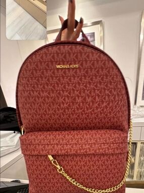 Michael Kors MK Monogram Backpack with Gold Chain